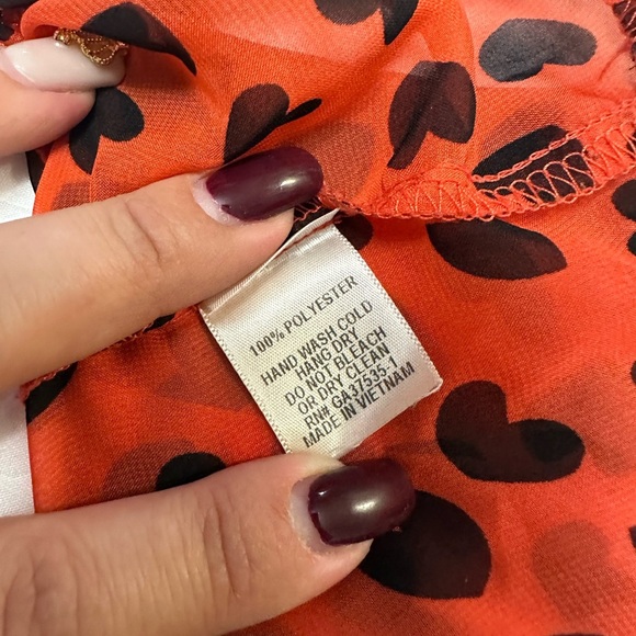 Red and Black Sheer Women's Top - Picture 6 of 7